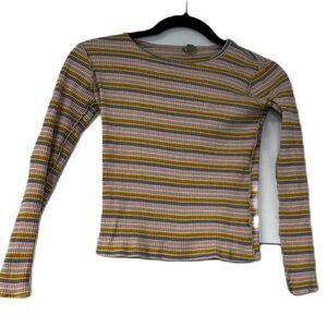 BRB woman's XXS cropper ribbed long sleeve pink blue yellow tan casual boho fun